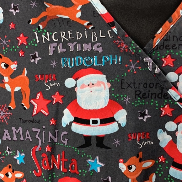 Rudolph the red nose reindeer scrub top 
size M - Picture 2 of 8
